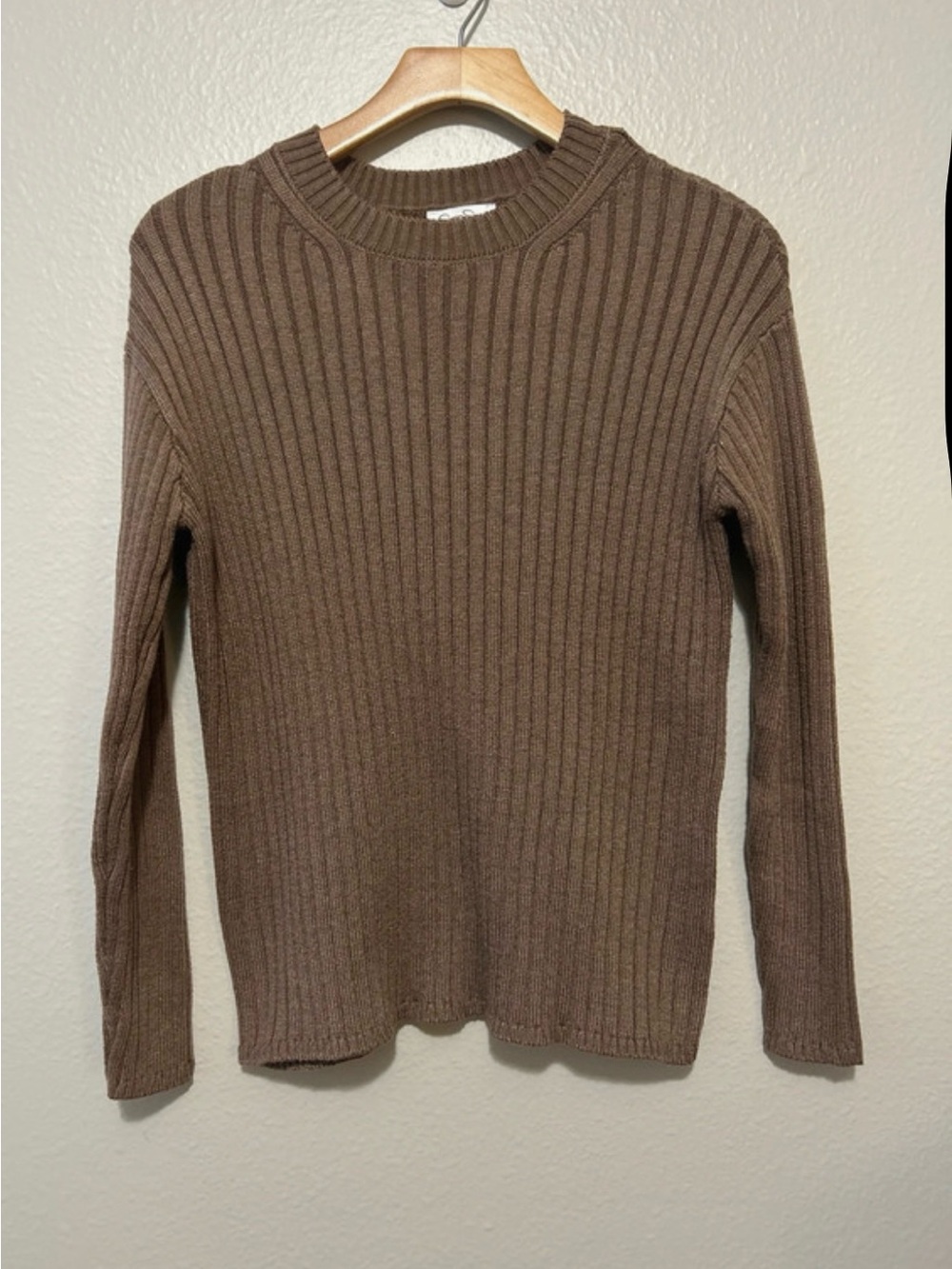Jessica Simpson - Brown Ribbed Crewneck Sweater, size S